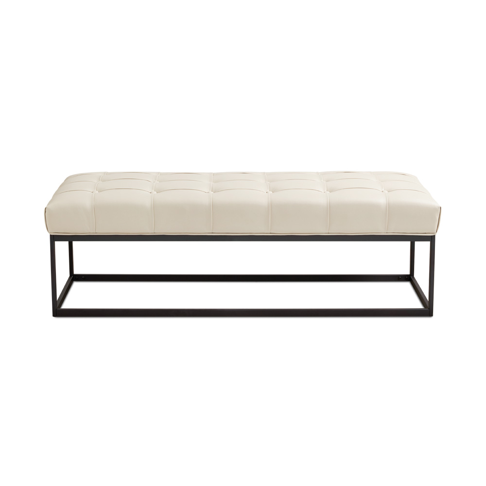 Modern Bench: Taupe Leatherette
